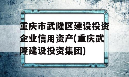 重庆市武隆区建设投资企业信用资产(重庆武隆建设投资集团)