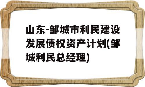 山东-邹城市利民建设发展债权资产计划(邹城利民总经理)