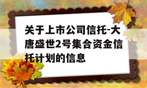 关于上市公司信托-大唐盛世2号集合资金信托计划的信息