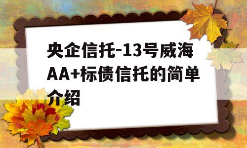 央企信托-13号威海AA+标债信托的简单介绍