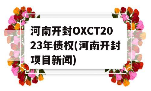 河南开封OXCT2023年债权(河南开封项目新闻)