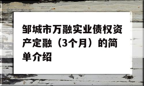 邹城市万融实业债权资产定融（3个月）的简单介绍