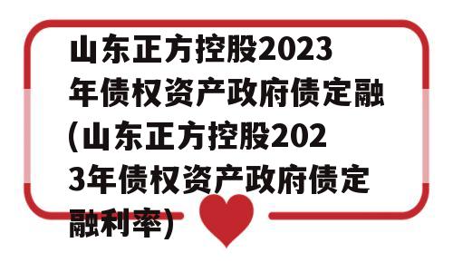 山东正方控股2023年债权资产政府债定融(山东正方控股2023年债权资产政府债定融利率)