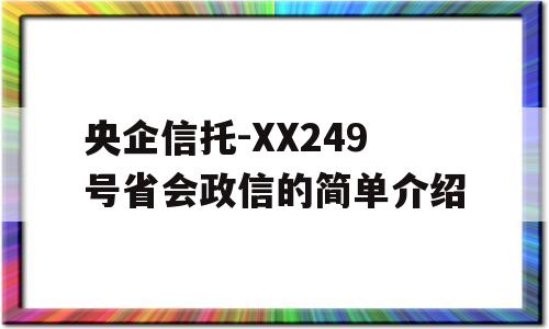 央企信托-XX249号省会政信的简单介绍