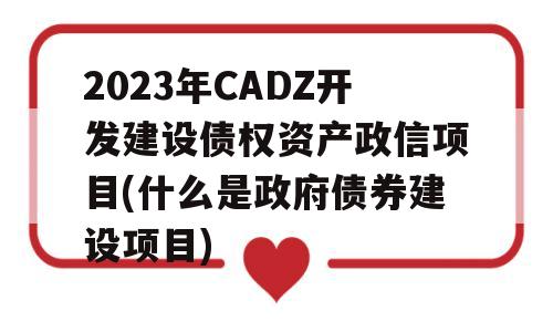 2023年CADZ开发建设债权资产政信项目(什么是政府债券建设项目)