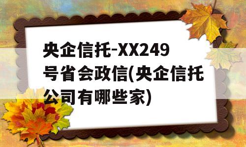 央企信托-XX249号省会政信(央企信托公司有哪些家)