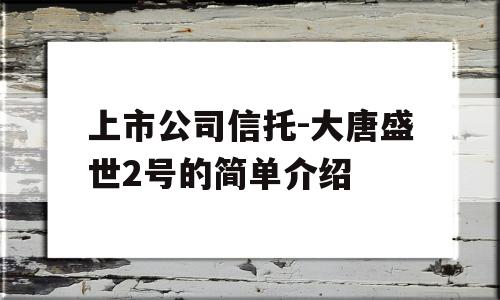 上市公司信托-大唐盛世2号的简单介绍