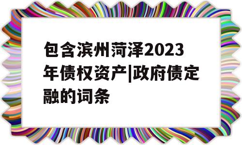 包含滨州菏泽2023年债权资产|政府债定融的词条