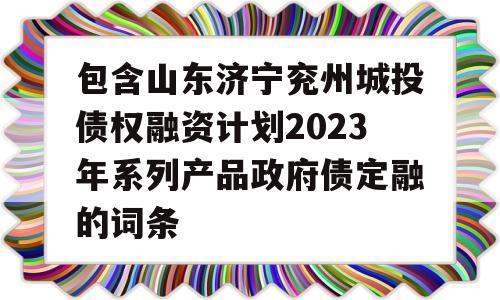 包含山东济宁兖州城投债权融资计划2023年系列产品政府债定融的词条