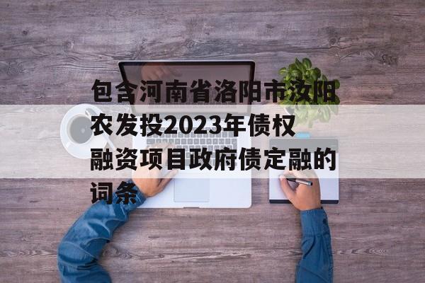 包含河南省洛阳市汝阳农发投2023年债权融资项目政府债定融的词条