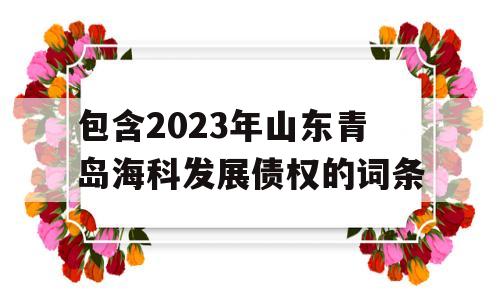 包含2023年山东青岛海科发展债权的词条