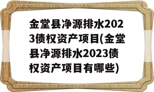 金堂县净源排水2023债权资产项目(金堂县净源排水2023债权资产项目有哪些)