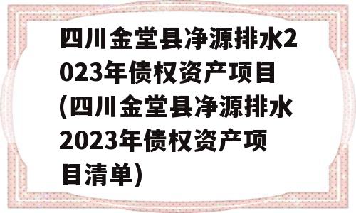 四川金堂县净源排水2023年债权资产项目(四川金堂县净源排水2023年债权资产项目清单)