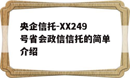 央企信托-XX249号省会政信信托的简单介绍