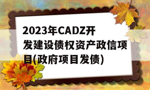 2023年CADZ开发建设债权资产政信项目(政府项目发债)