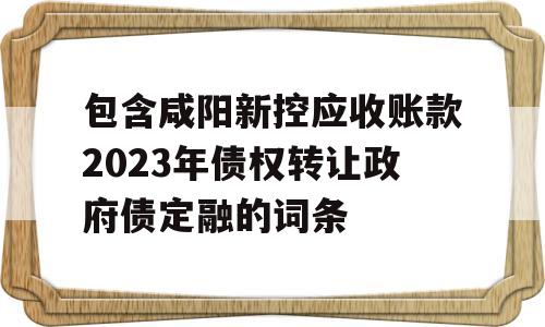 包含咸阳新控应收账款2023年债权转让政府债定融的词条