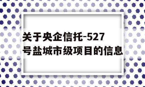 关于央企信托-527号盐城市级项目的信息