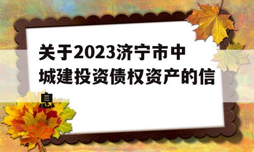 关于2023济宁市中城建投资债权资产的信息