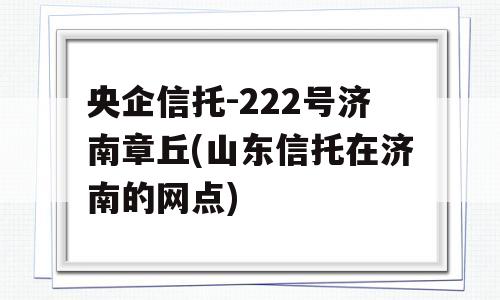 央企信托-222号济南章丘(山东信托在济南的网点)