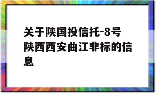 关于陕国投信托-8号陕西西安曲江非标的信息