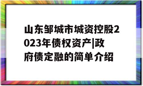 山东邹城市城资控股2023年债权资产|政府债定融的简单介绍