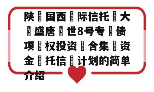 陕‮国西‬际信托•大‮盛唐‬世8号专‮债项‬权投资‮合集‬资金‮托信‬计划的简单介绍