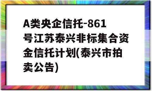 A类央企信托-861号江苏泰兴非标集合资金信托计划(泰兴市拍卖公告)