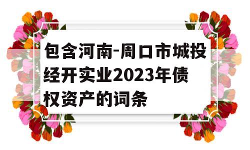 包含河南-周口市城投经开实业2023年债权资产的词条