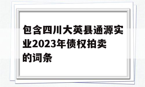 包含四川大英县通源实业2023年债权拍卖的词条