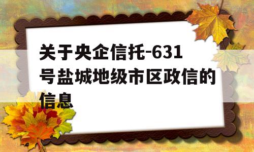 关于央企信托-631号盐城地级市区政信的信息