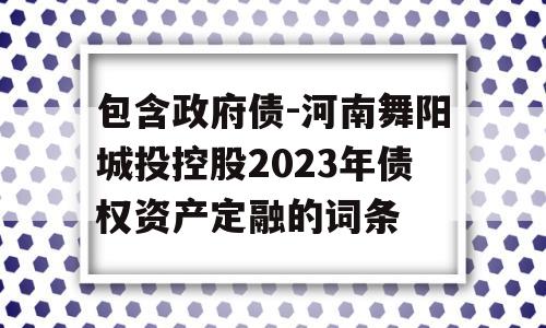 包含政府债-河南舞阳城投控股2023年债权资产定融的词条