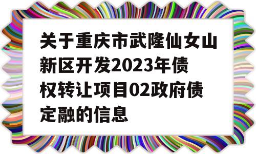 关于重庆市武隆仙女山新区开发2023年债权转让项目02政府债定融的信息