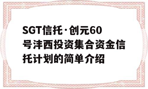 SGT信托·创元60号沣西投资集合资金信托计划的简单介绍