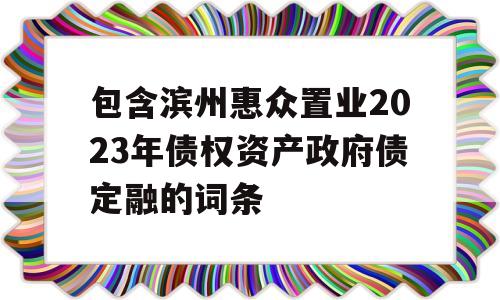 包含滨州惠众置业2023年债权资产政府债定融的词条