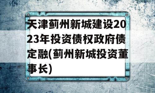 天津蓟州新城建设2023年投资债权政府债定融(蓟州新城投资董事长)