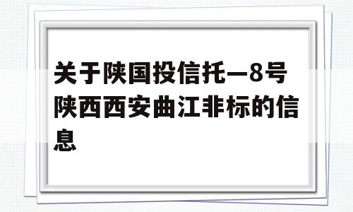 关于陕国投信托—8号陕西西安曲江非标的信息