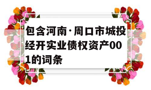 包含河南·周口市城投经开实业债权资产001的词条