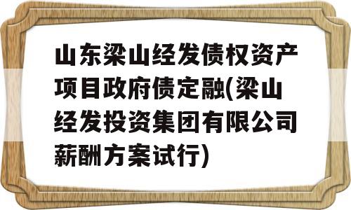 山东梁山经发债权资产项目政府债定融(梁山经发投资集团有限公司薪酬方案试行)