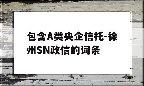 包含A类央企信托-徐州SN政信的词条