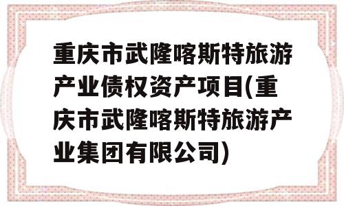 重庆市武隆喀斯特旅游产业债权资产项目(重庆市武隆喀斯特旅游产业集团有限公司)