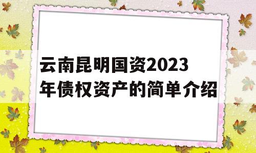 云南昆明国资2023年债权资产的简单介绍