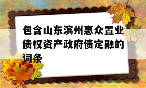 包含山东滨州惠众置业债权资产政府债定融的词条