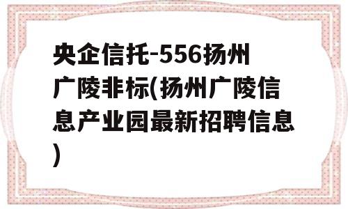 央企信托-556扬州广陵非标(扬州广陵信息产业园最新招聘信息)