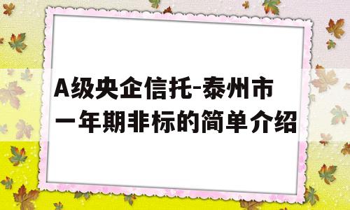 A级央企信托-泰州市一年期非标的简单介绍