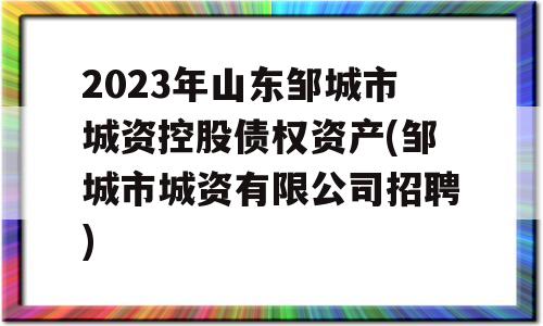 2023年山东邹城市城资控股债权资产(邹城市城资有限公司招聘)