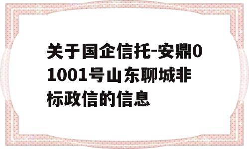 关于国企信托-安鼎01001号山东聊城非标政信的信息