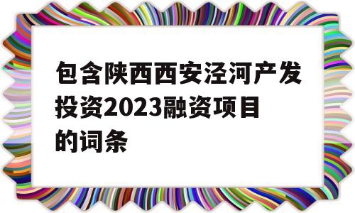 包含陕西西安泾河产发投资2023融资项目的词条