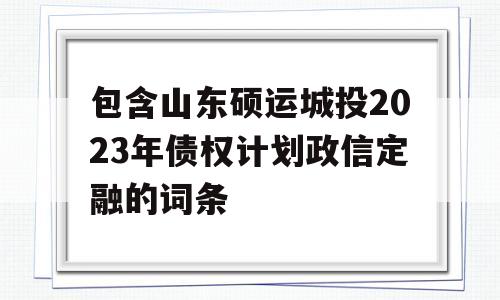 包含山东硕运城投2023年债权计划政信定融的词条