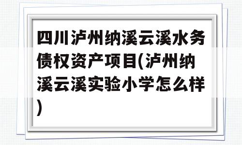 四川泸州纳溪云溪水务债权资产项目(泸州纳溪云溪实验小学怎么样)