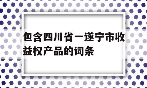 包含四川省一遂宁市收益权产品的词条